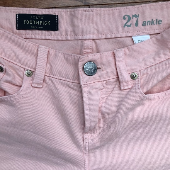 SOLD J. Crew Toothpick Ankle Size 27 Peach Jeans - Picture 4 of 6